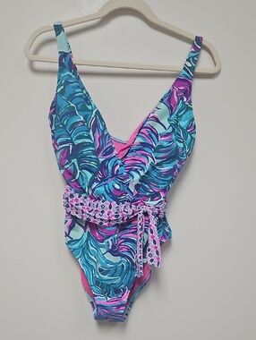 Lilly Pulitzer Teal & Pink Swirl One-Piece Swimsuit
